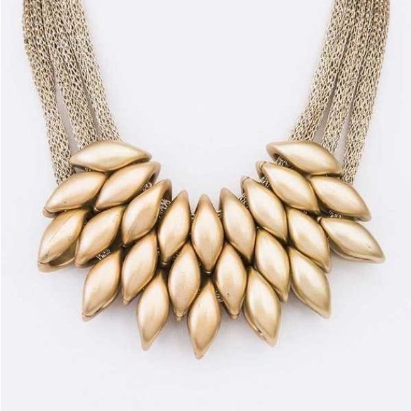 Gold Mesh Statement Necklace LAST ONE - Picture 4 of 5